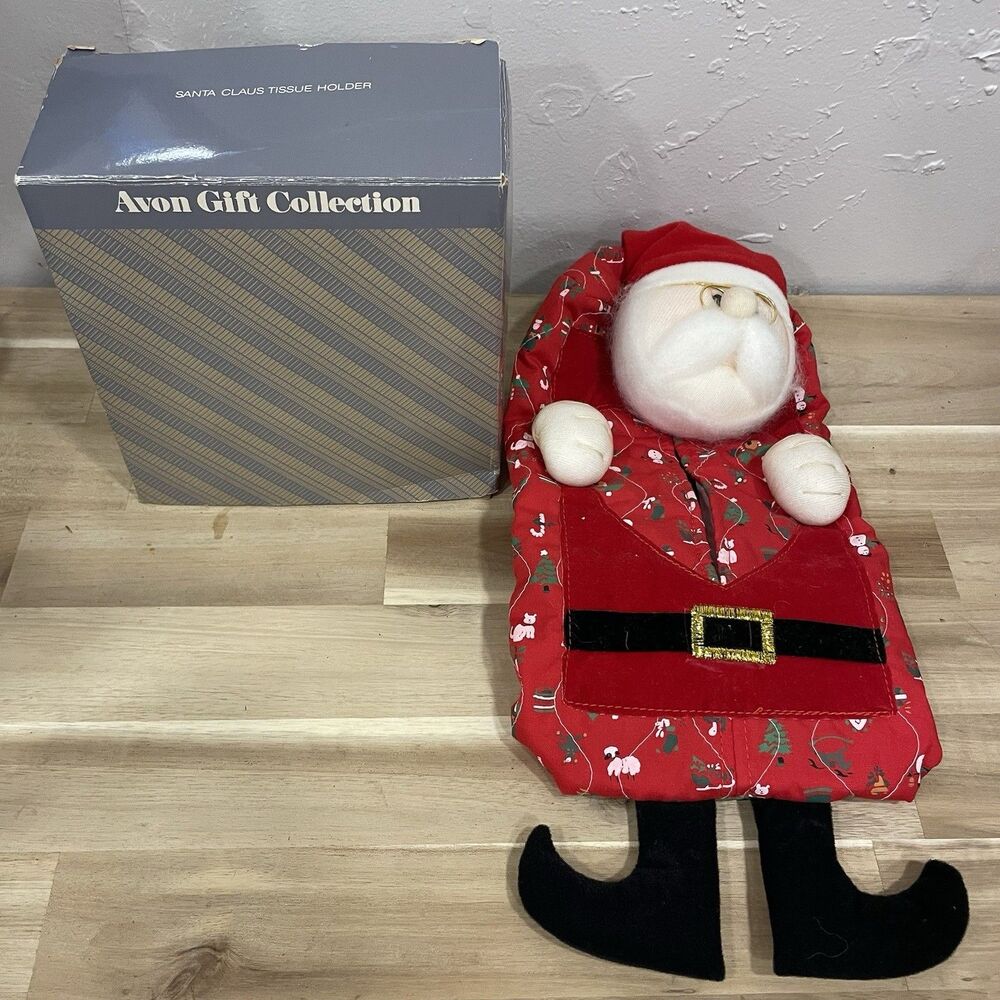 Santa Claus Tissue Holder with Box Vintage AVON Holiday Decor